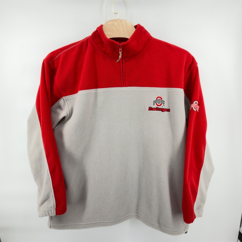 Active Ohio State Buckeyes Fleece Pullover Mens 2XL Red Grey Quarter Zip